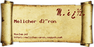 Melicher Áron névjegykártya